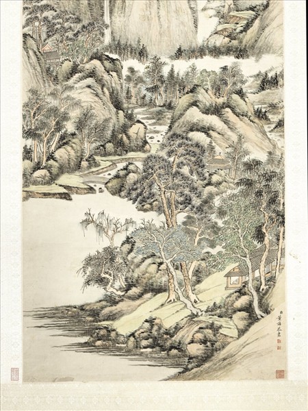 清董誥雲山飛瀑　軸