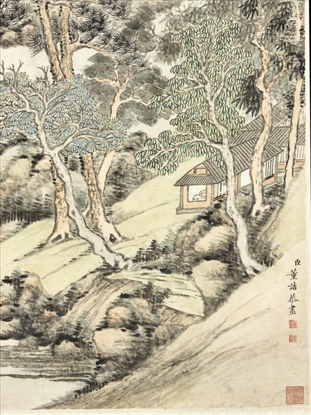 清董誥雲山飛瀑　軸