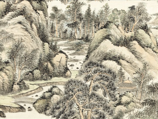 清董誥雲山飛瀑　軸