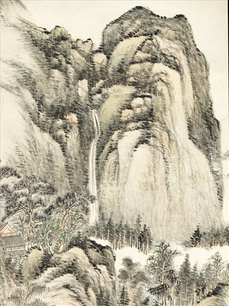 清董誥雲山飛瀑　軸