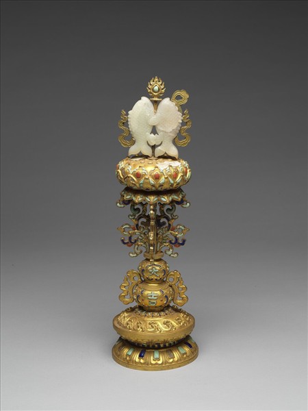 銅鍍金嵌玉及填料八寶（魚寶）