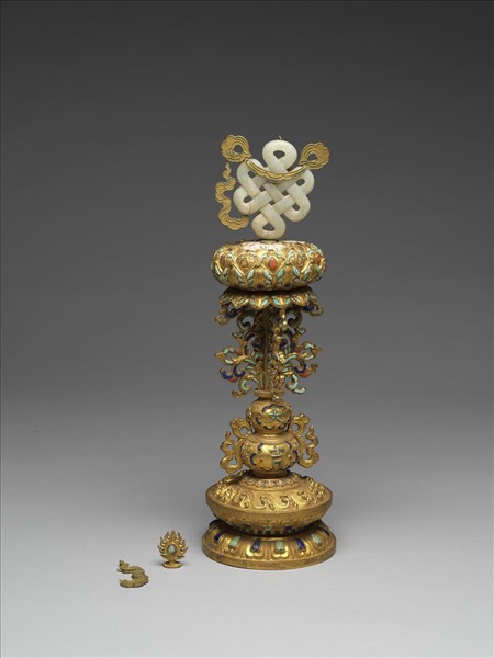 銅鍍金嵌玉及填料八寶（盤長）