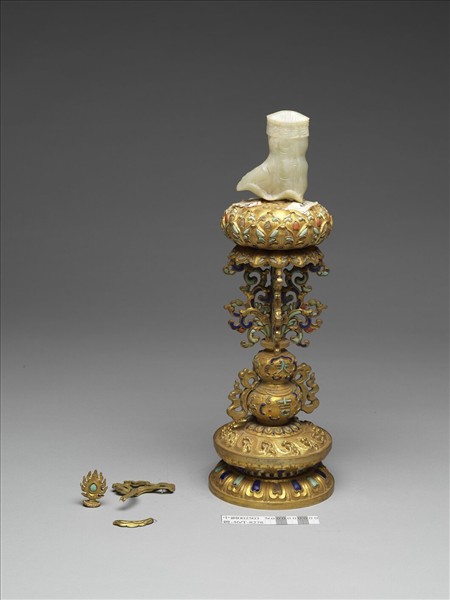 銅鍍金嵌玉及填料八寶（寶傘）