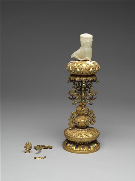 銅鍍金嵌玉及填料八寶（寶傘）