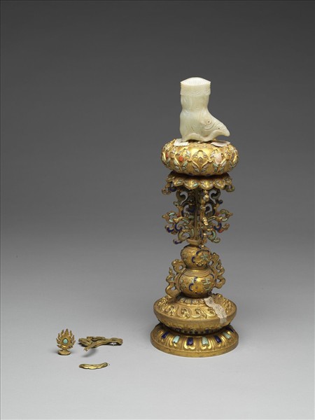 銅鍍金嵌玉及填料八寶（寶傘）