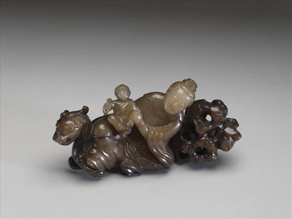 玉人物異獸筆架