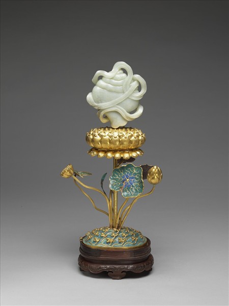 銅鍍金嵌白玉及填琺瑯八吉祥-寶螺