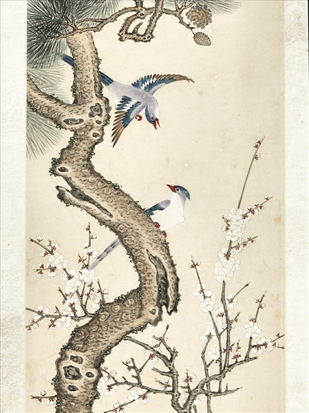 清楊大章松梅文禽　軸