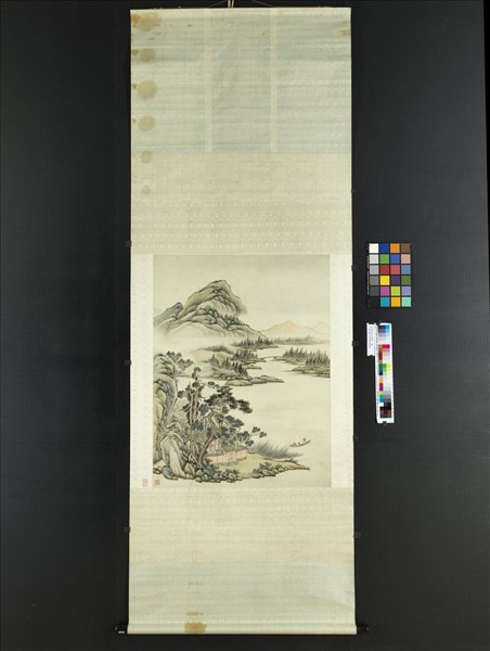 清袁瑛溪山放棹　軸