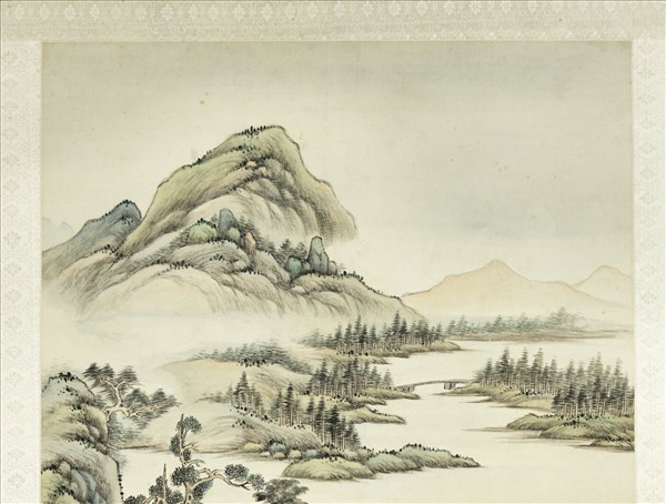 清袁瑛溪山放棹　軸