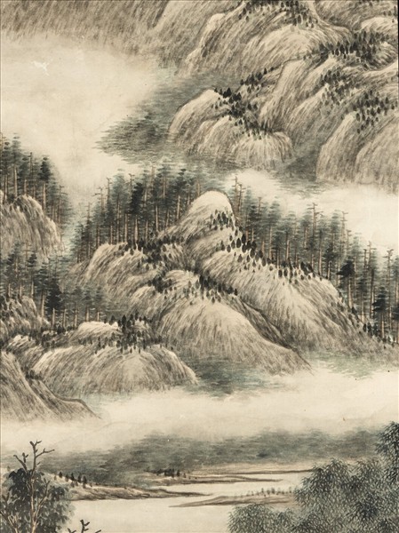 清王炳雲峰煙樹　軸