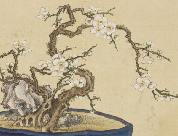 清王圖炳冬景花卉詩畫冊　冊　盆梅