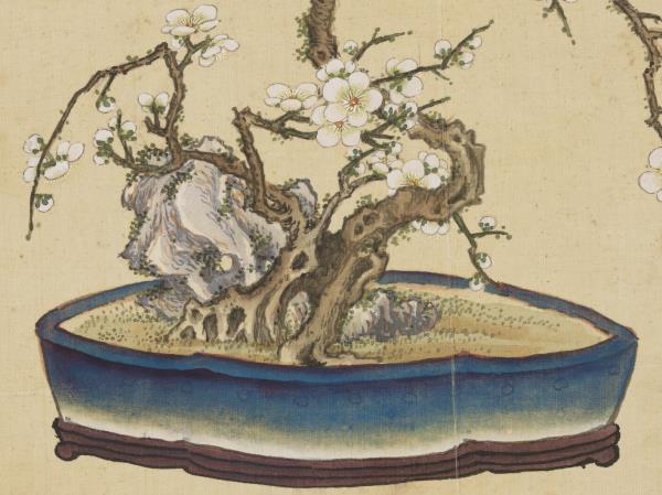 清王圖炳冬景花卉詩畫冊　冊　盆梅