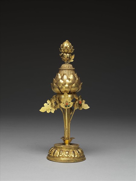 銅鍍金嵌料石八吉祥-蓮花