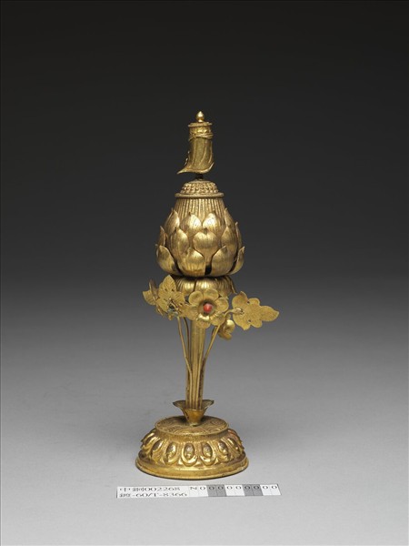 銅鍍金嵌料石八吉祥-勝利幢