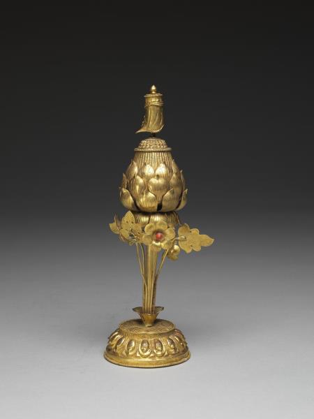 銅鍍金嵌料石八吉祥-蓮花- 故宮