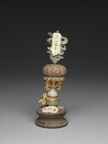 銅鍍金嵌玉及填料八寶（寶傘）