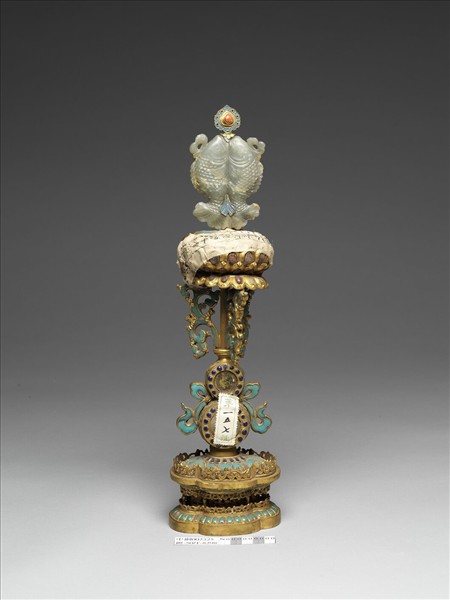 銅鍍金嵌玉填料八寶（魚寶）