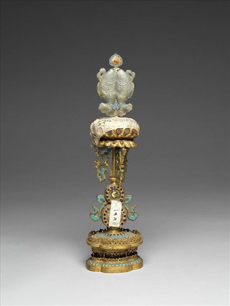 銅鍍金嵌玉填料八寶（魚寶）