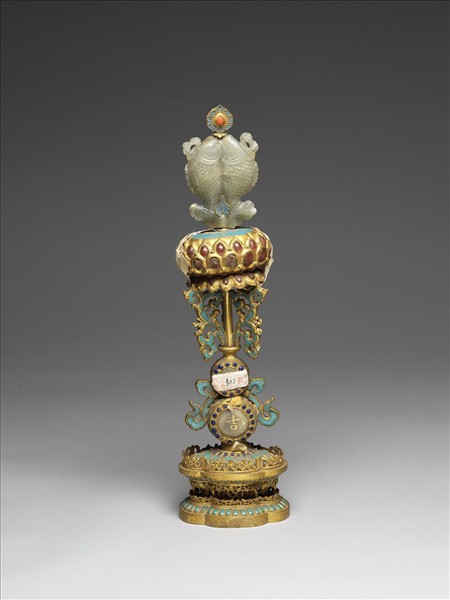 銅鍍金嵌玉填料八寶（魚寶）