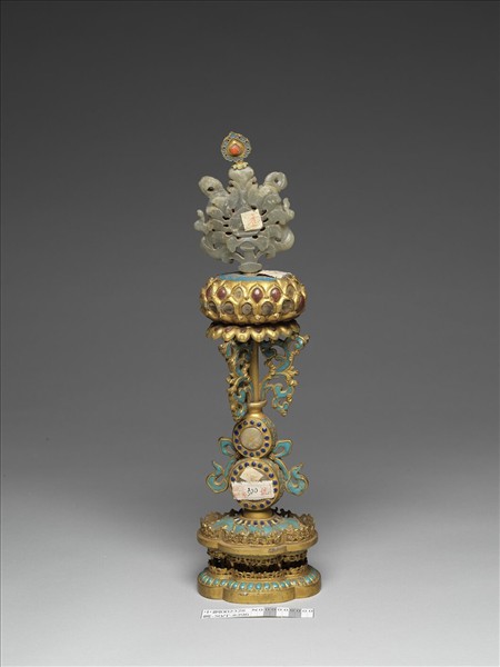 銅鍍金嵌玉填料八寶（蓮花）