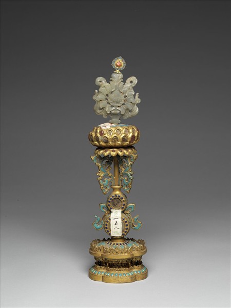 銅鍍金嵌玉填料八寶（蓮花）