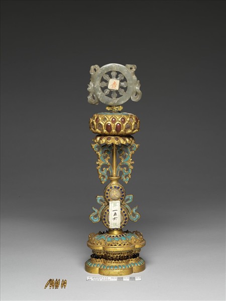 銅鍍金嵌玉填料八寶（法輪）