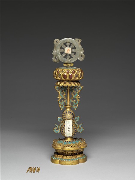 銅鍍金嵌玉填料八寶（法輪）