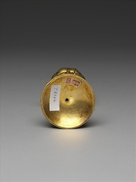 銅鍍金嵌料石八吉祥-寶輪