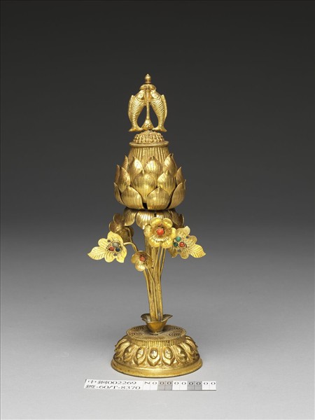 銅鍍金嵌料石八吉祥-雙魚