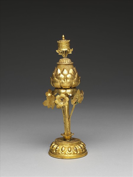 銅鍍金嵌料石八吉祥-傘蓋