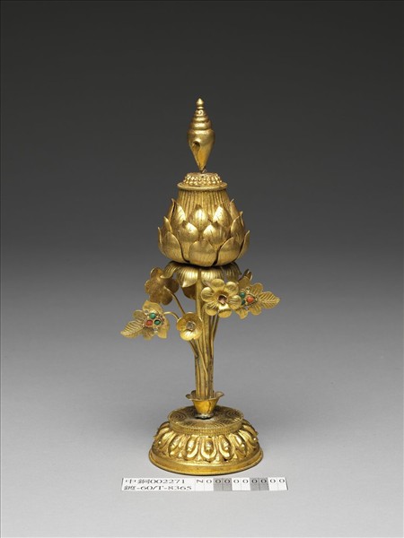 銅鍍金嵌料石八吉祥-寶螺