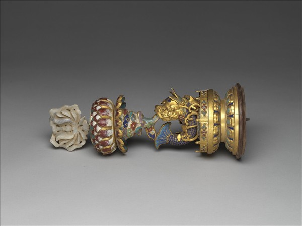 銅鍍金嵌玉及填料八寶（蓮花）