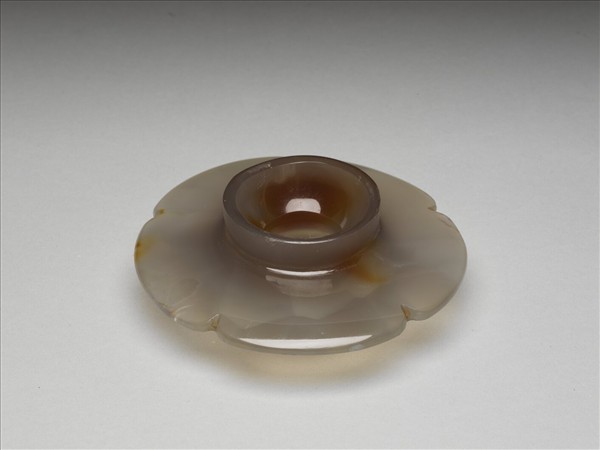 瑪瑙帶托葵花式碗