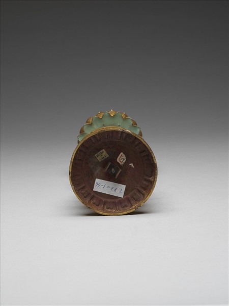 銅鍍金嵌青玉及填琺瑯八吉祥-寶螺