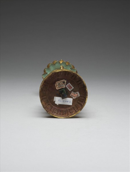 銅鍍金嵌青玉及填琺瑯八吉祥-傘蓋