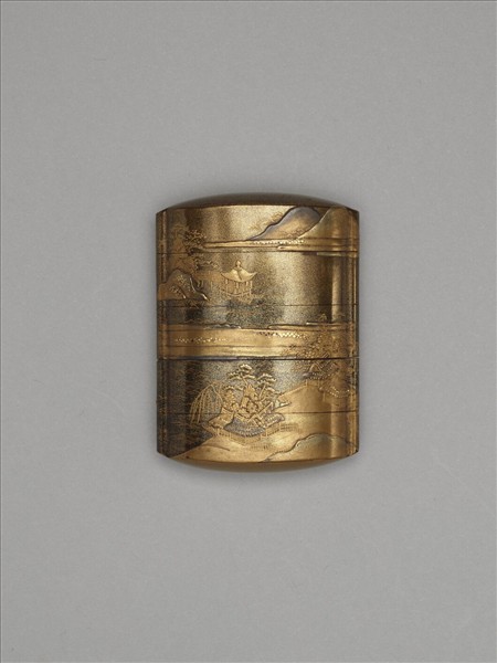 江帆水渚蒔繪印籠