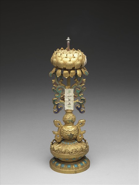 銅鍍金嵌玉及填料八寶（寶瓶）