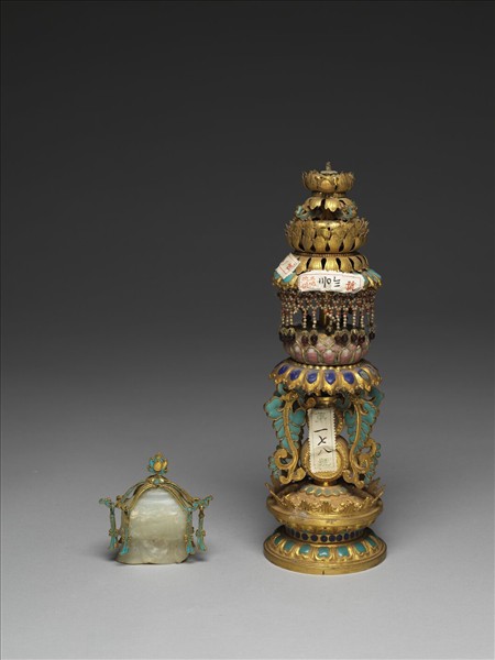 銅鍍金嵌玉及填料八寶（華蓋）