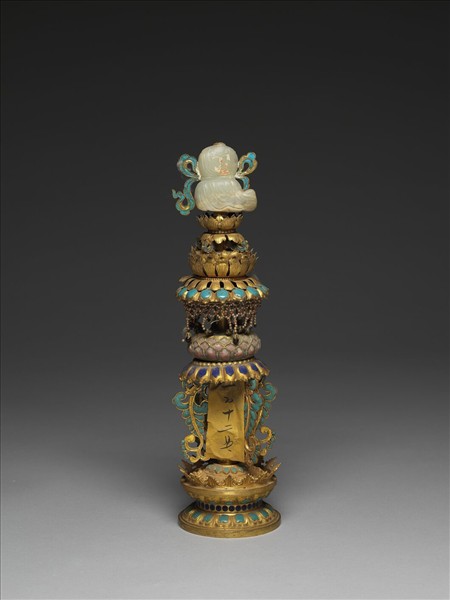 銅鍍金嵌玉及填料八寶（寶傘）