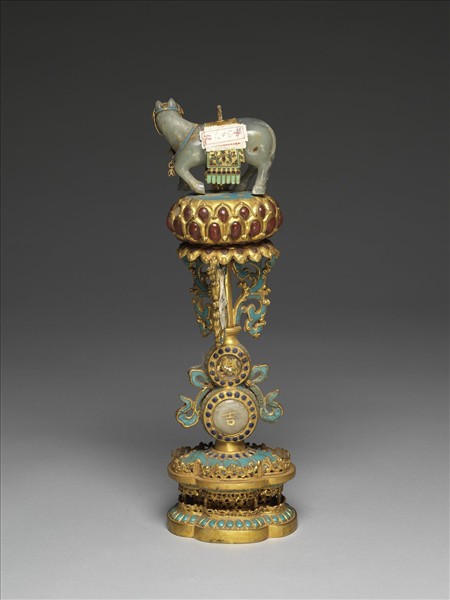 銅鍍金嵌玉及填料七政寶（寶馬）