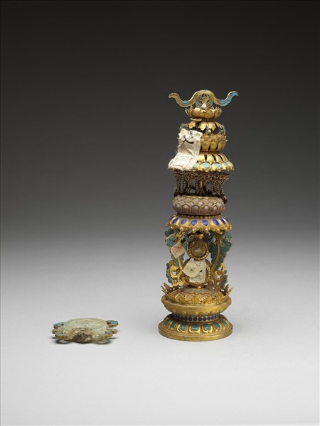 銅鍍金嵌玉及填料八寶（法輪）