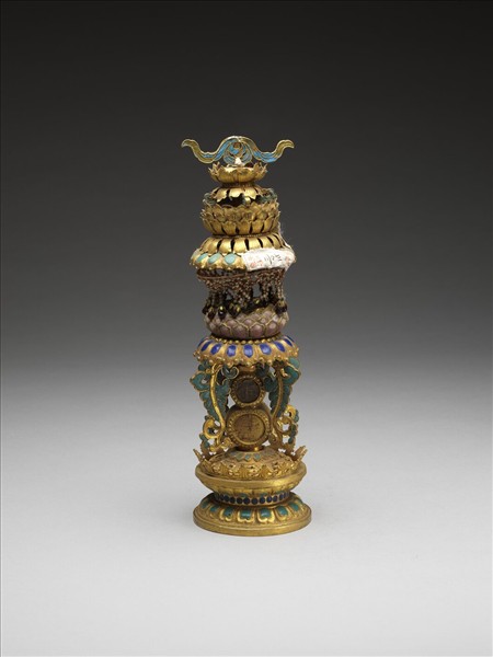 銅鍍金嵌玉及填料八寶（法輪）