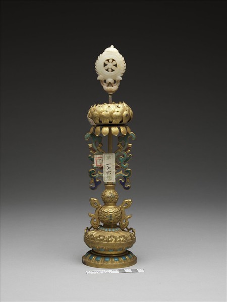 銅鍍金嵌玉及填料八寶（法輪）