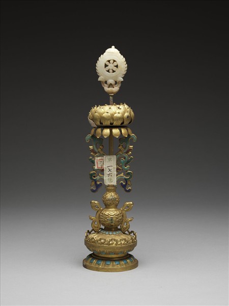 銅鍍金嵌玉及填料八寶（法輪）