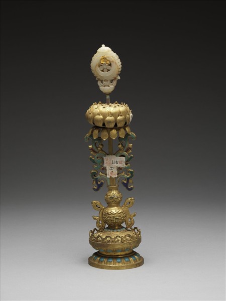 銅鍍金嵌玉及填料八寶（法輪）