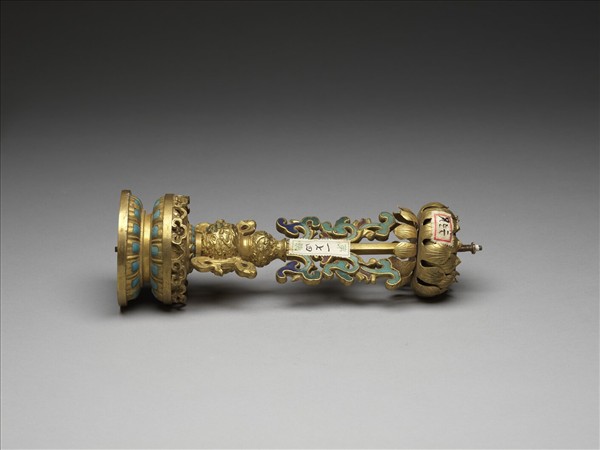 銅鍍金嵌玉及填料八寶（寶傘）