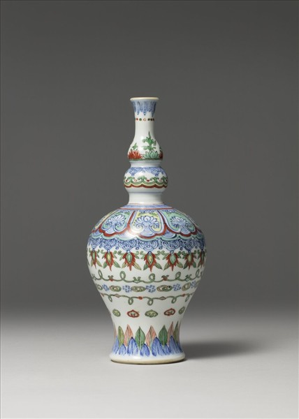 青花五彩花卉紋瓶