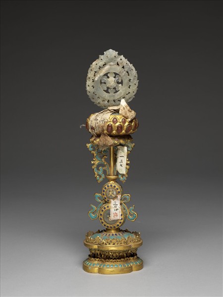 銅鍍金嵌玉及填料七政寶（寶輪）