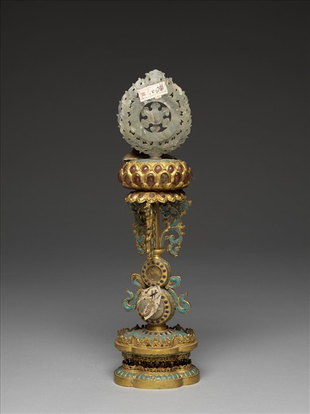 銅鍍金嵌玉及填料七政寶（寶輪）